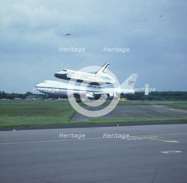Space Shuttle 'Enterprise' landing at Stansted, Essex, United Kingdom, 5 June 1983. Creator: NASA.