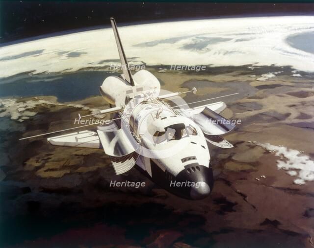 Space Shuttle Orbiter in flight, 1980s.  Creator: NASA.
