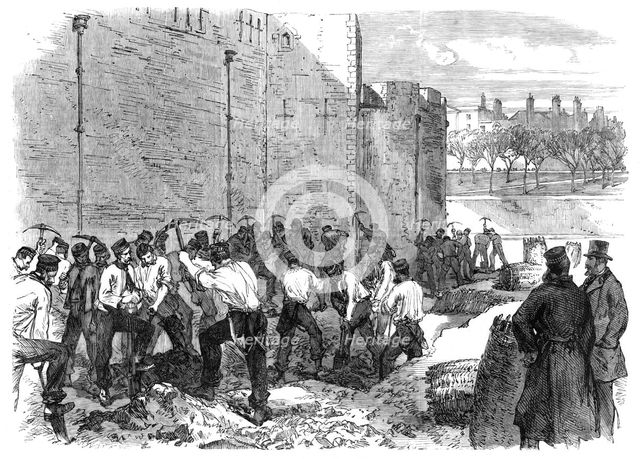 Spade drill at the Tower, 1870. Creator: Unknown.