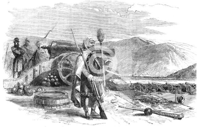 Spahi (Algerian Troops), French Battery on the Heights of Balaclava - from a sketch by..., 1854. Creator: Unknown.