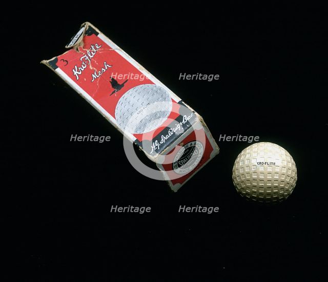 Spalding Kro-Flite golf ball and box, c1910. Creator: Unknown.