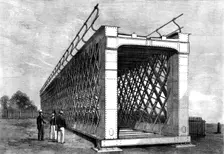 Span of a large iron lattice-bridge to cross the River Jumna, near Delhi, 1862. Creator: Unknown