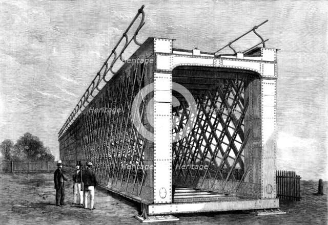 Span of a large iron lattice-bridge to cross the River Jumna, near Delhi, 1862.  Creator: Unknown.