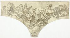 Spandrel Decoration with Seated Allegorical Figures of Hope and Concord, n.d. Creator: Unknown