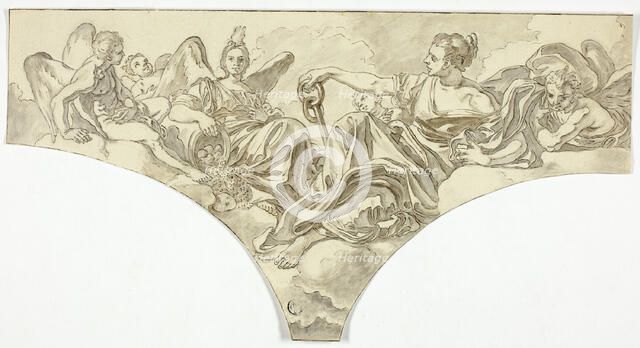 Spandrel Decoration with Seated Allegorical Figures of Hope and Concord, n.d. Creator: Unknown.