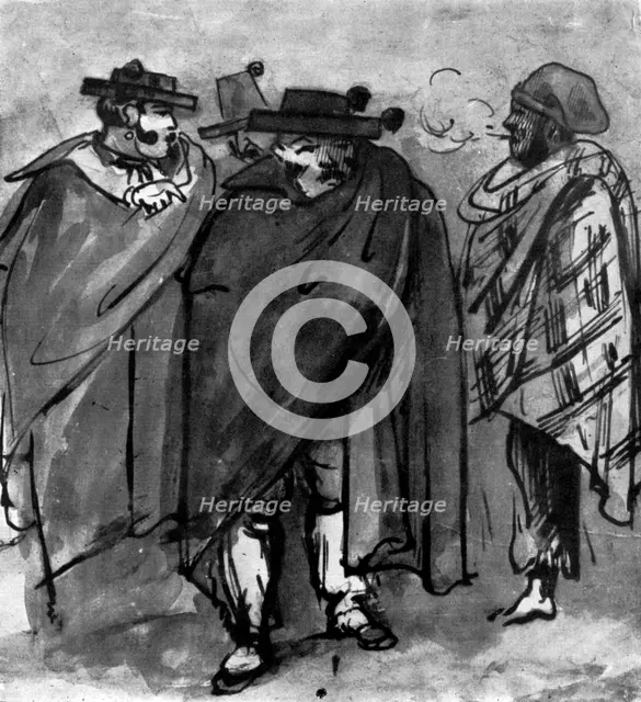 'Spaniards', (1930). Artist: Constantin Guys