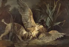 Spaniel Seizing a Bittern, 1725. Creator: Jean-Baptiste Oudry