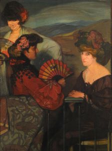 Spanish women and an English woman on the balcony, 1900s. Creator: Zuloaga y Zabaleto, Ignacio (1870-1945)