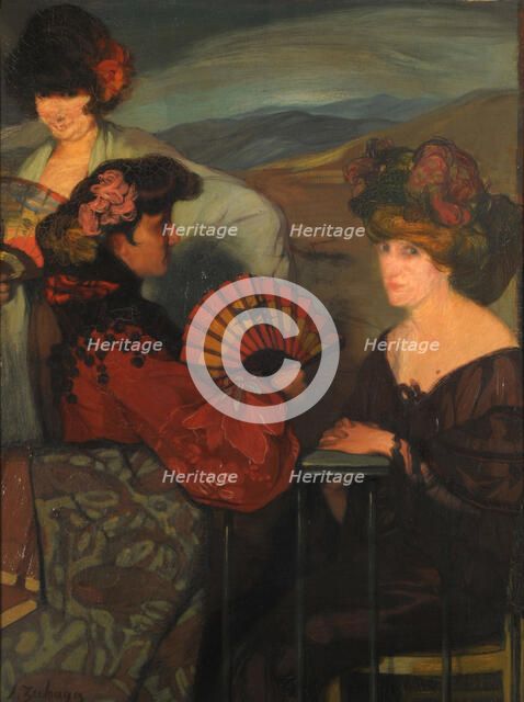 Spanish women and an English woman on the balcony, 1900s. Creator: Zuloaga y Zabaleto, Ignacio (1870-1945).