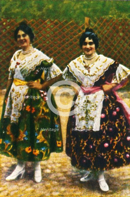 Spanish women in traditional costume, c1928. Creator: Unknown.