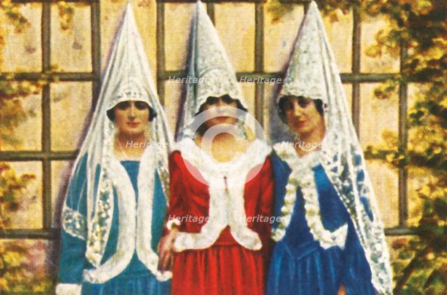 Spanish women in mantillas, c1928. Creator: Unknown.