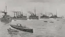 Spanish-American War (1898): the American fleet in Hampton Roads, 1898. Creator: Enrique Laporta Valor