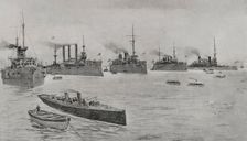 Spanish-American War (1898): the American fleet in Hampton Roads, 1898. Creator: Enrique Laporta Valor