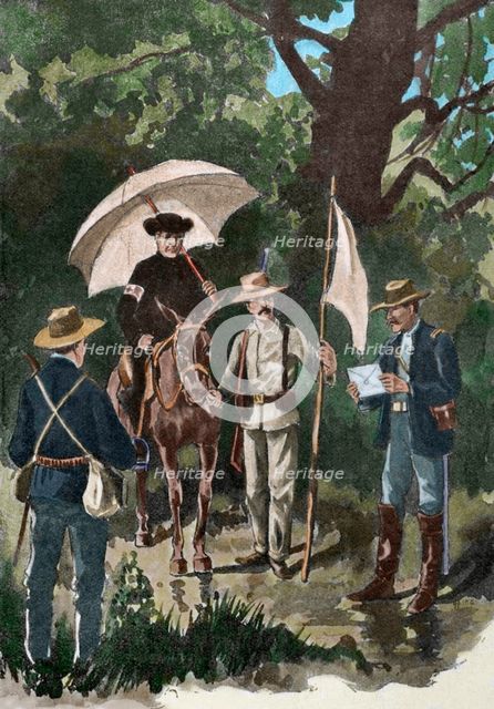 Spanish-American War, 1898; White flag after the battle of El Caney, 1898. Creator: Unknown.