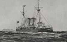 Spanish-American War (1898): Battleship cruiser "Infanta María Teresa", Spanish navy, 1898. Creator: Enrique Laporta Valor