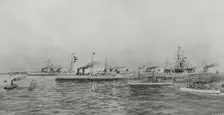 Spanish-American War (1898): destroyers and torpedo boats destined for the island of Cuba, 1898. Creator: Enrique Laporta Valor