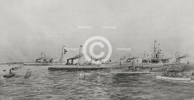Spanish-American War (1898): destroyers and torpedo boats destined for the island of Cuba, 1898.  Creator: Enrique Laporta Valor.