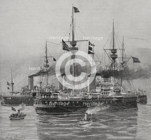 Spanish-American War (1898): ships of the Spanish navy, 1898.  Creator: Enrique Laporta Valor.