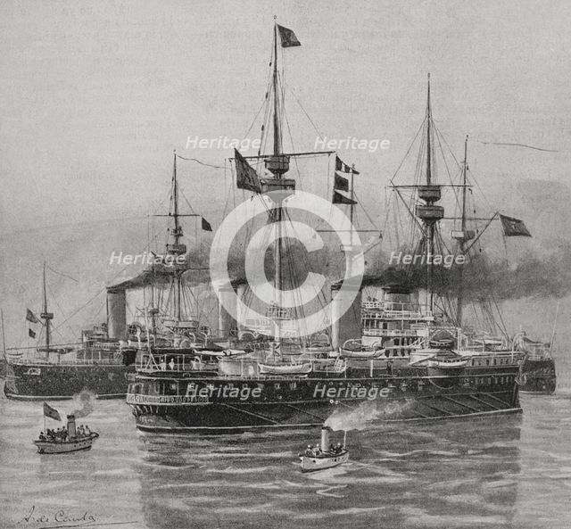 Spanish-American War (1898): ships of the Spanish navy, 1898.  Creator: Enrique Laporta Valor.