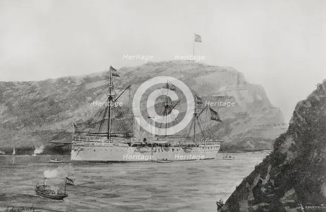 Spanish-American War (1898): Spanish cruiser "Reina Mercedes", 1898.  Creator: Enrique Laporta Valor.