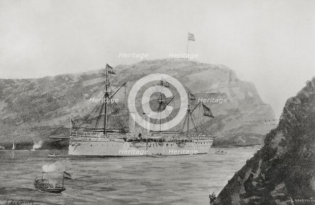 Spanish-American War (1898): Spanish cruiser "Reina Mercedes", 1898.  Creator: Enrique Laporta Valor.