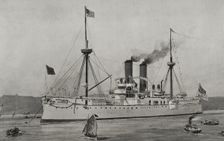 Spanish-American War:US battleship "Maine" anchored in the harbour of Havana, Cuba, 1898. Creator: Enrique Laporta Valor