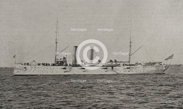 Spanish-American War: USS Montgomery (C-9) (1894-1918), Montgomery-class cruiser, US navy, 1898. Creator: Unknown.