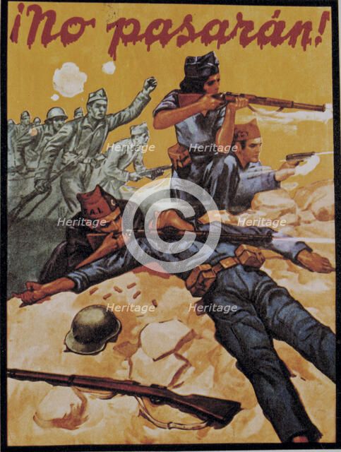 Spanish Civil War (1936-1939), poster 'No pasarán' (They shall not pass), published by the CNT.