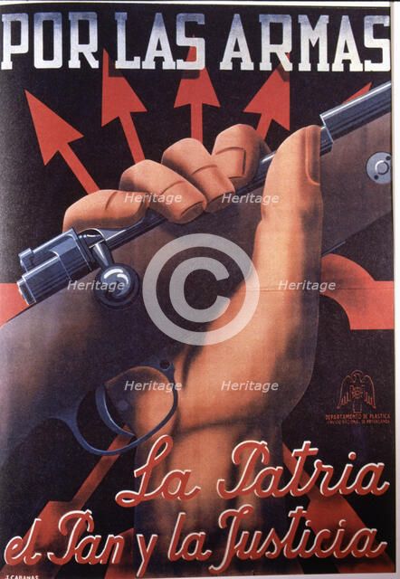 Spanish Civil War (1936-1939), poster 'Por las armas' (For weapons), original by Cabanas, publish…