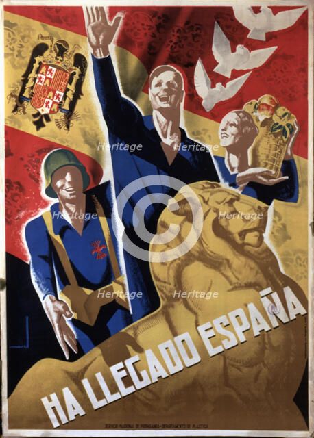 Spanish Civil War (1936 - 1939), 'Spain has arrived', poster published by the National Service of…