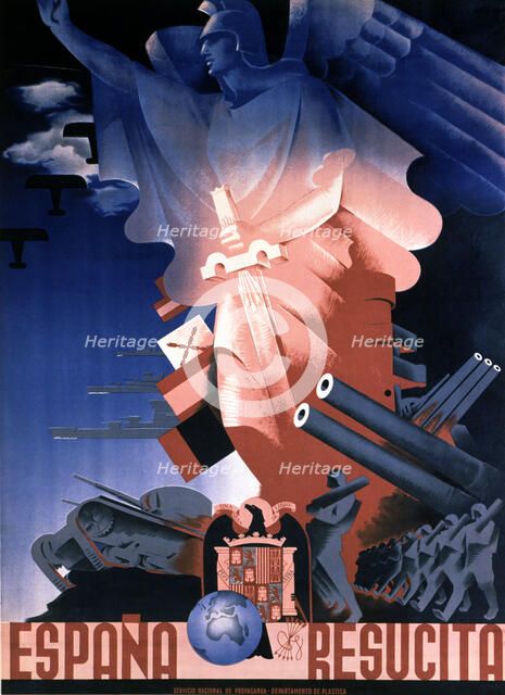 Spanish Civil War (1936 - 1939), 'Spain resurrects', poster published by the National Service of …