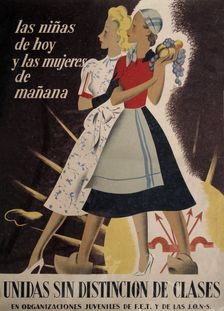 Spanish Civil War (1936-1939), Today's girls and women of tomorrow poster published by the You…