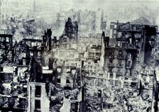 Spanish Civil War (1936 - 1939), view of the population of Guernica after the bombing of the Cond…