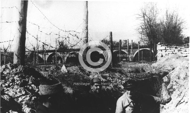 Spanish Civil War 1936-39. The Battle of Madrid, Republican entrenchments around the bridge of th…