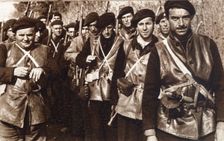 Spanish Civil War, 1936-39. Group of antifascist combatants in the International Brigades during …