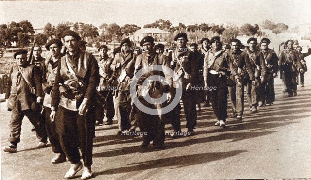 Spanish Civil War, 1936-39. Group of combatants of the International brigades from different coun…