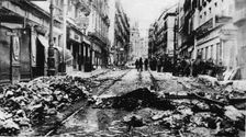 Spanish Civil War 1936-39. Madrid, effects of an air raid on the streets of the city, December 1936