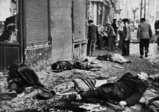 Spanish Civil War 1936-39. Madrid, Madrid corpses in the streets, after an air raid, February 1937