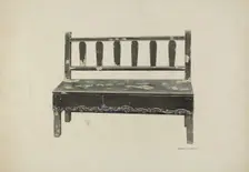 Spanish Colonial Mission Bench, c. 1937. Creator: Edward Jewett