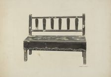 Spanish Colonial Mission Bench, c. 1937. Creator: Edward Jewett