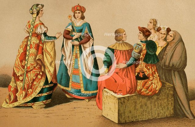 Spanish costumes of the 15th century, 1881. Creator: Unknown.