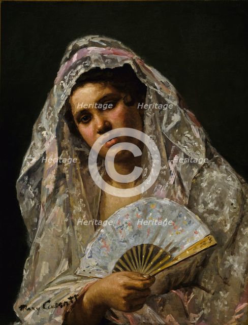 Spanish Dancer Wearing a Lace Mantilla, 1873. Creator: Mary Cassatt.