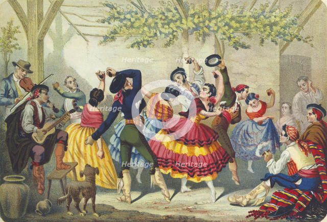 Spanish dancers, mid 19th century. Artist: Anon