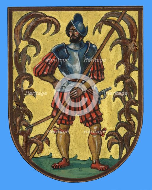 Spanish Infantry, pikeman of the Empire, original drawing for printing stamps of help of social a…