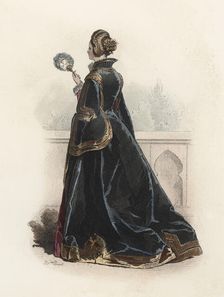 Spanish Lady, in the modern age, color engraving 1870