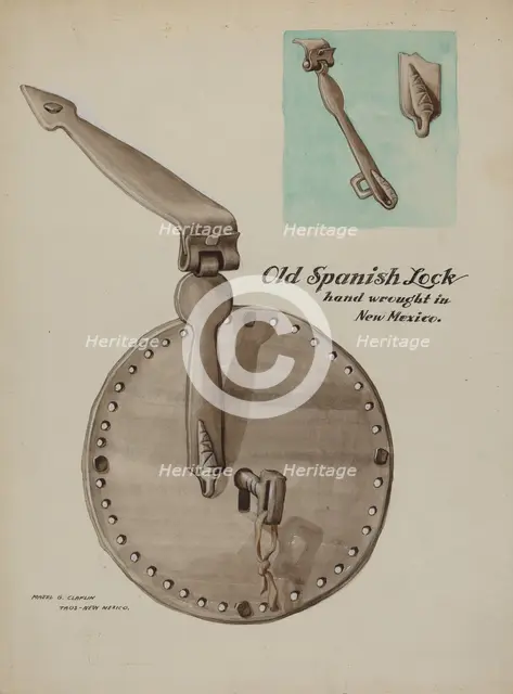 Spanish Lock, c. 1937. Creator: Majel G. Claflin.