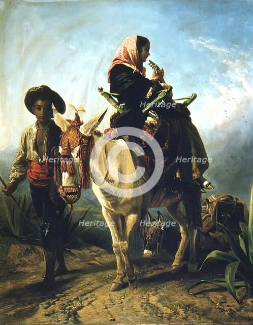 Spanish Peasants-The Wayside in Andalucia, 1863. Creators: John Phillip, Richard Ansdell.