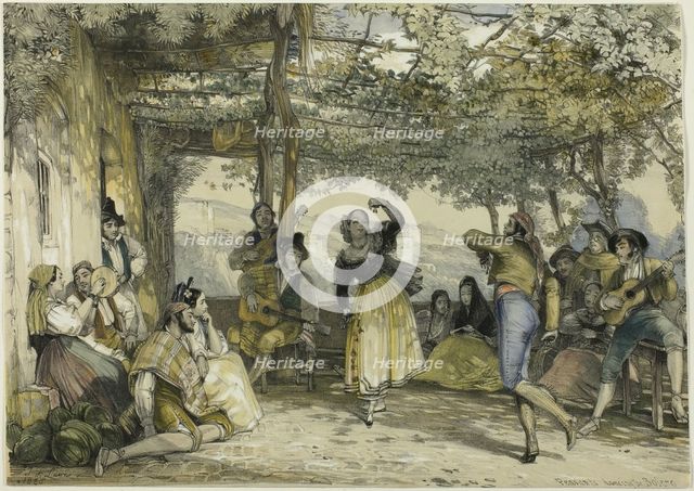 Spanish Peasants Dancing the Bolero, 1836. Creator: John Frederick Lewis.
