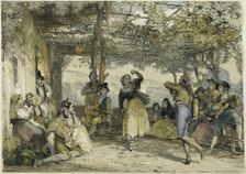 Spanish Peasants Dancing the Bolero, 1836. Creator: John Frederick Lewis