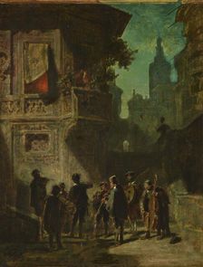 Spanish Serenade from the Barber of Sevilla, ca 1856. Creator: Spitzweg, Carl (1808-1885)